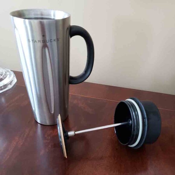 2003 Starbucks Barista Personal French Coffee Press Travel Mug / Cup With Lid - Picture 2 of 2
